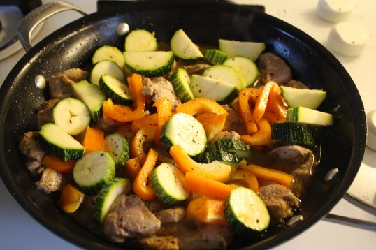 add veg after browning meat and sauteeing ginger and garlic